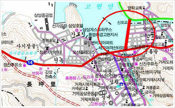 신오교 접속도로 확·포장공사 위치도