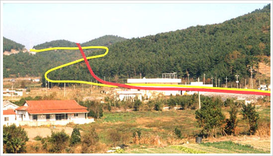 총 계획구간을 사진상에 라인으로 표현해놨다.