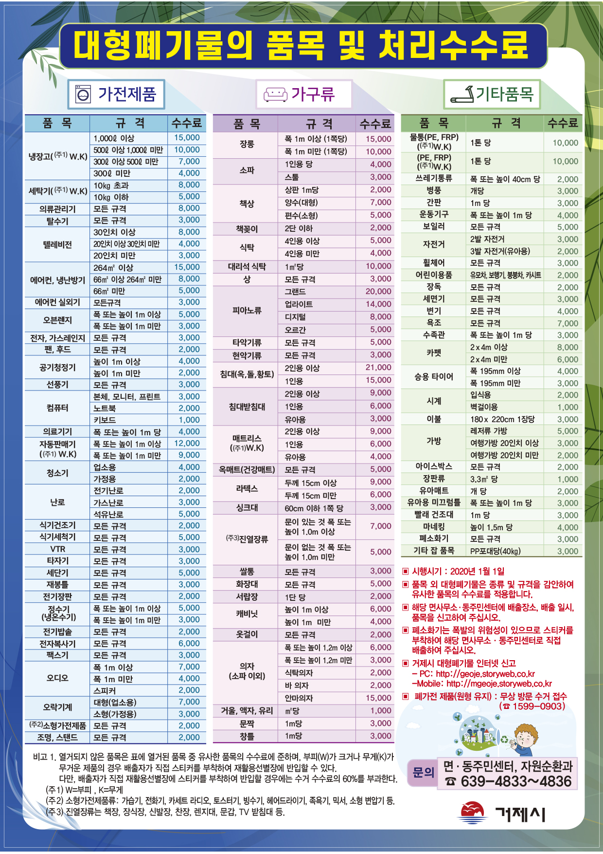 대형생활폐기물 처리수수료 안내 이미지
