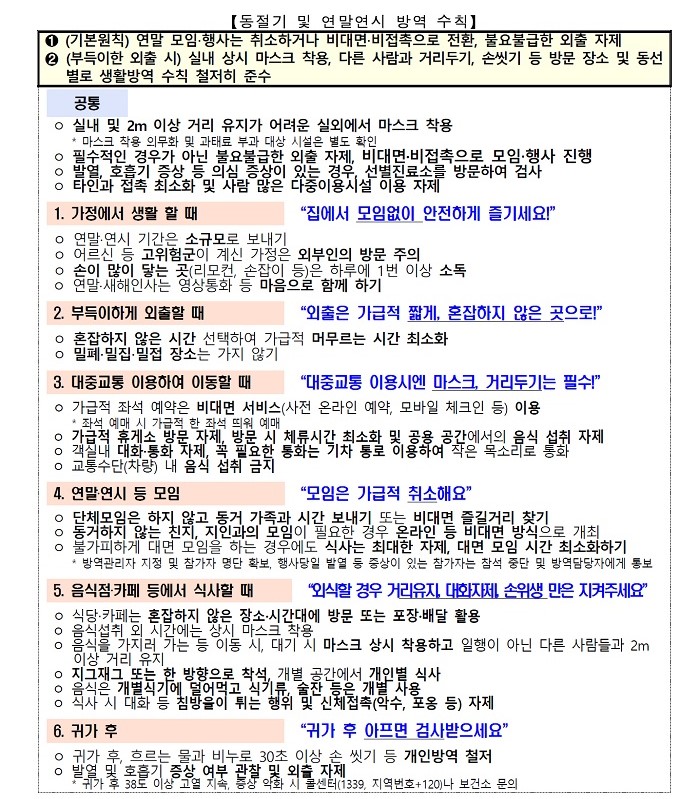 코로나19 연말연시 방역강화에 따른 방역수칙(번역본) 홍보 1