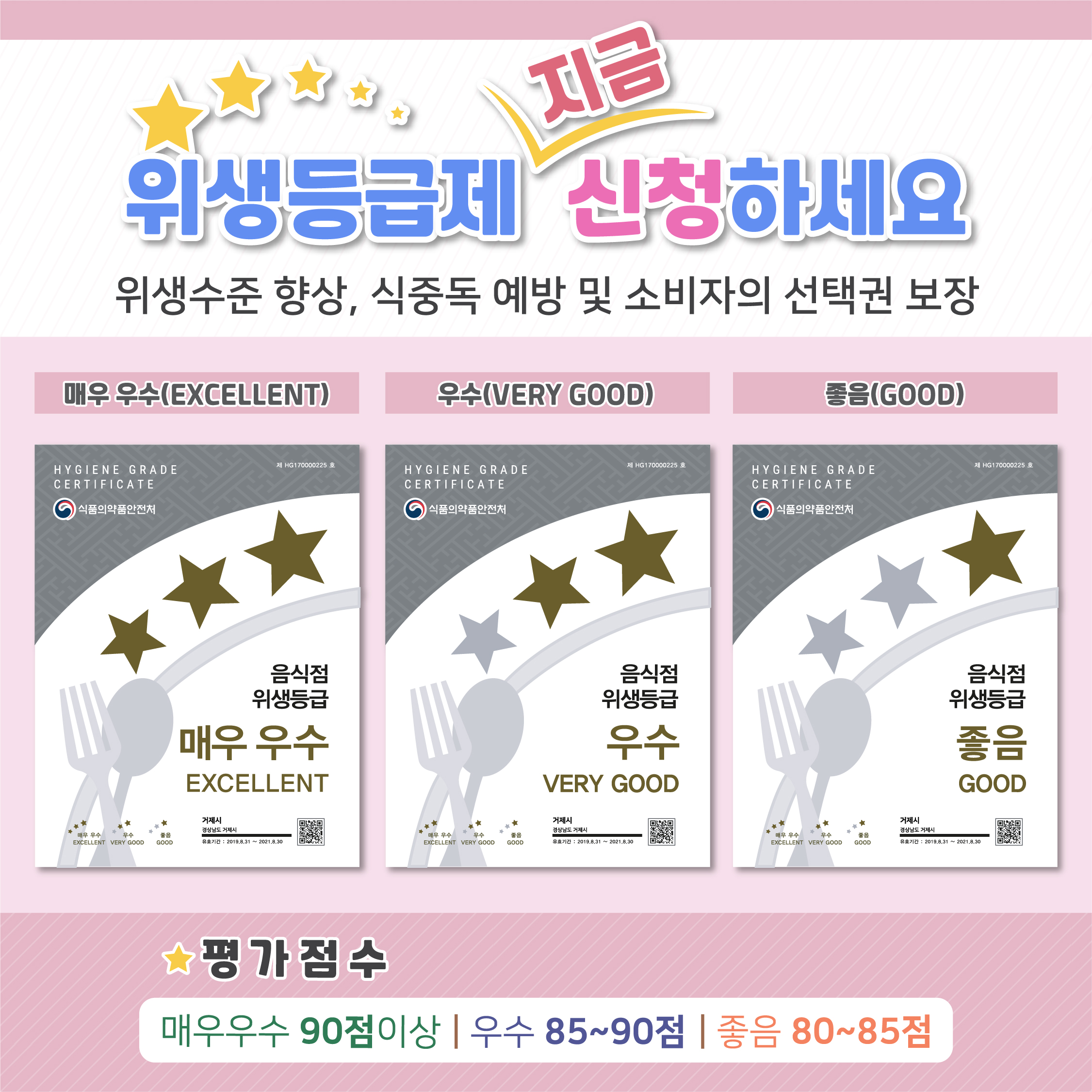 음식점 위생등급제 지정하세요 이미지