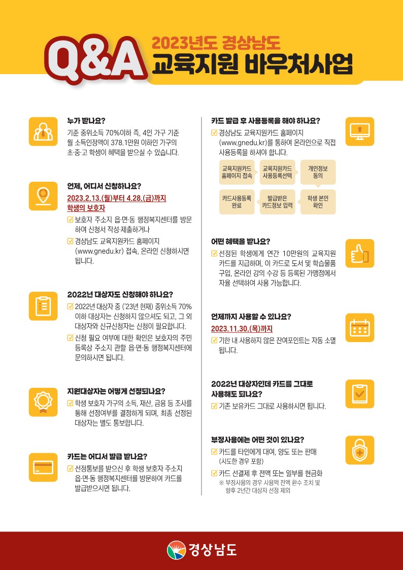 2023년 경상남도 교육지원 바우처사업 안내 이미지