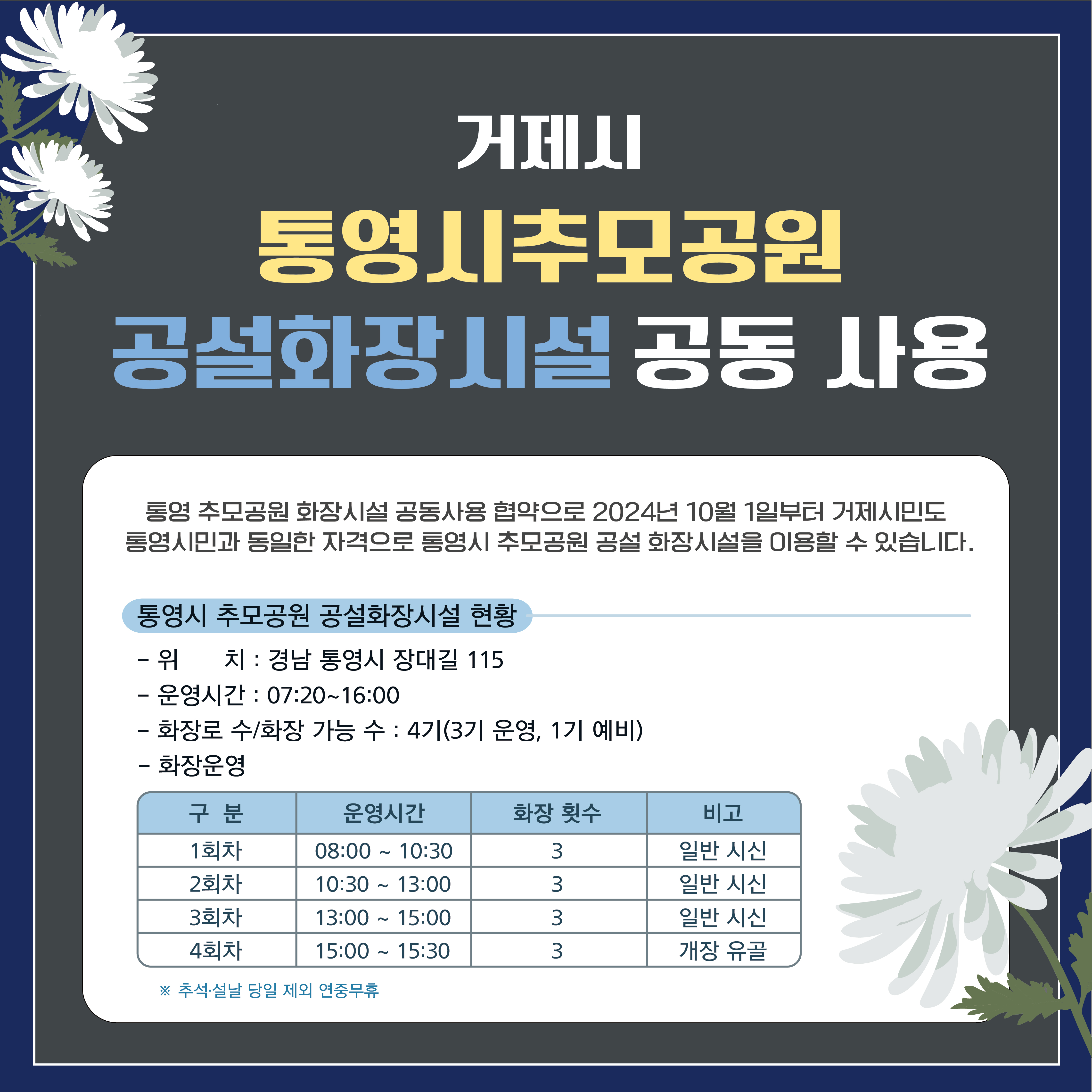 거제-통영, ‘24. 10.1.부터 화장시설 공동 사용 현장 이미지
