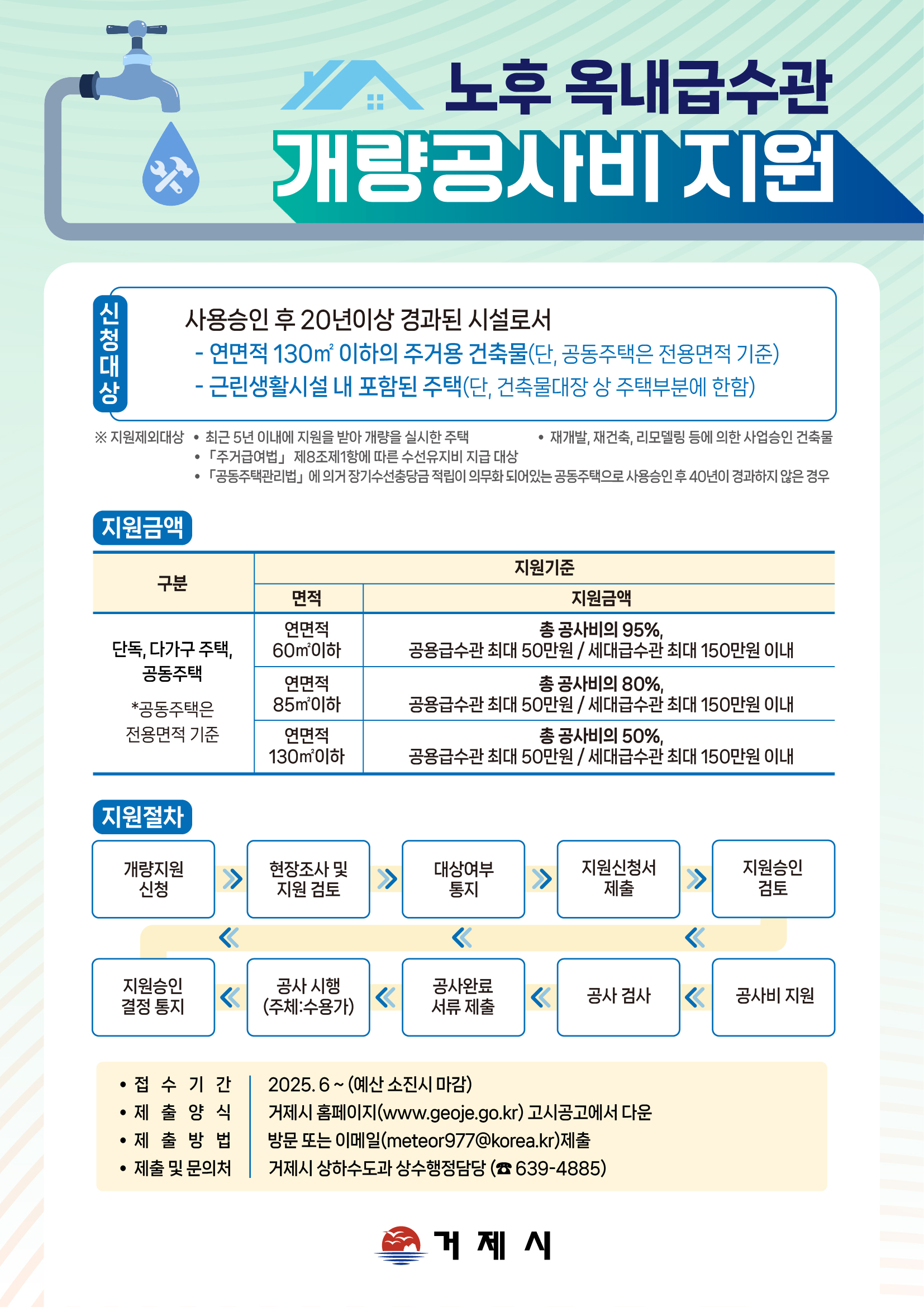 거제시, 노후 옥내급수관 개량 지원사업 시행 현장 이미지