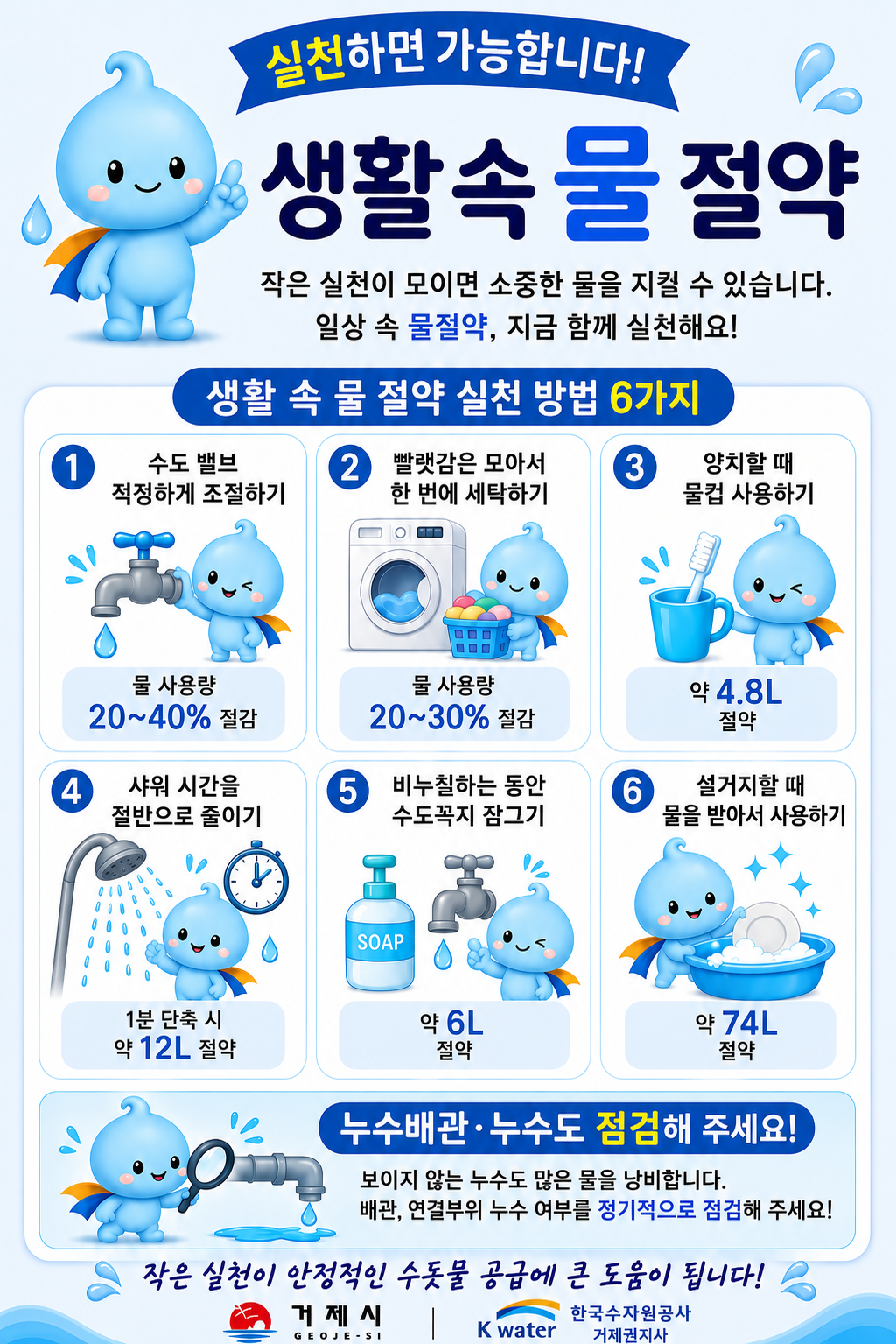 물 절약으로 가뭄에 대비해요. 생활 속 실천부터 1