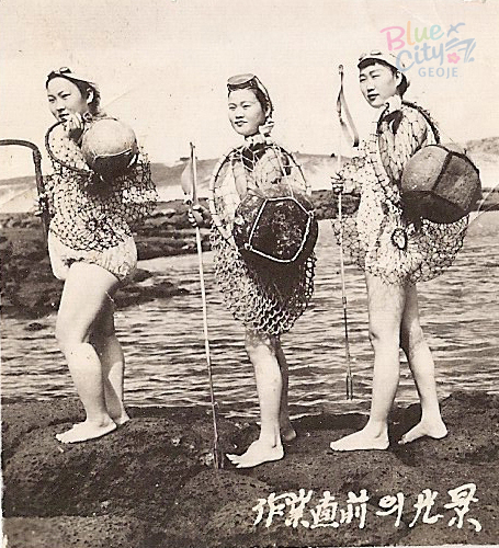 생활풍경(주민들의 생업. 잠수작업 직전의 해녀들)