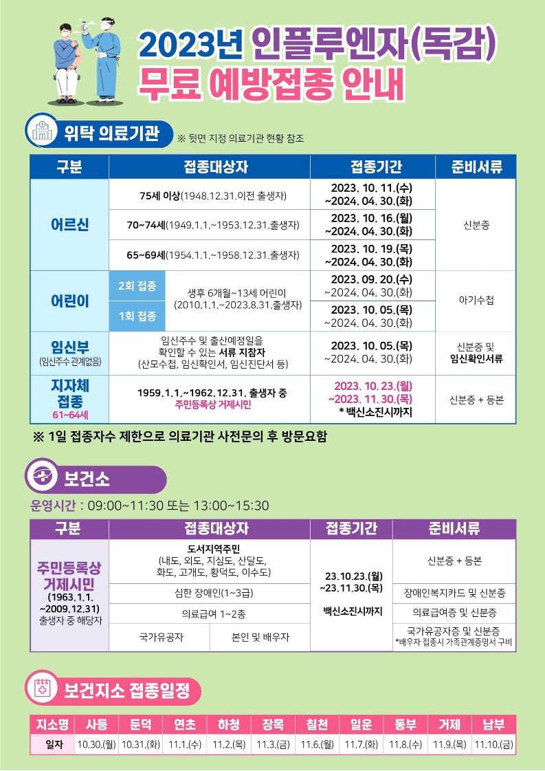 2023년 독감(인플루엔자) 무료예방접종 사업
