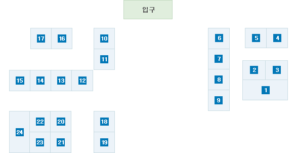 고현동 청사 안내도 1번부터 24번까지 있습니다.