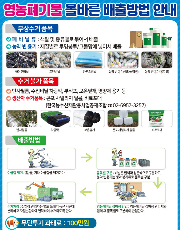 영농폐기물 분리배출 안내. 자세한 내용 아래에 있습니다.
